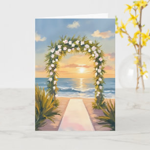 Tarjeta Arco de boda de playa floral acuarela