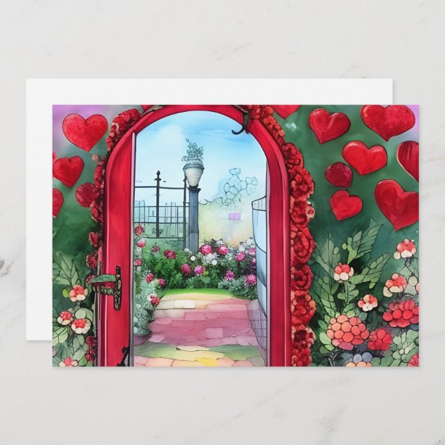 Tarjeta Arco de Corazones Caprichosos Personalizado Día de (Anverso / Reverso)