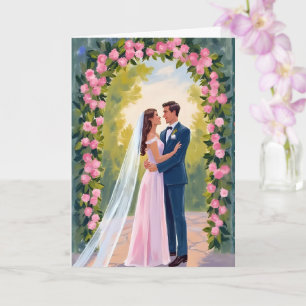 Tarjeta Arco de jardín para novios   Boda floral pintada