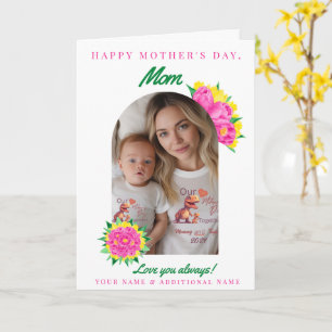 Tarjeta Arco fotográfico de tulipanes amarillos y rosados 