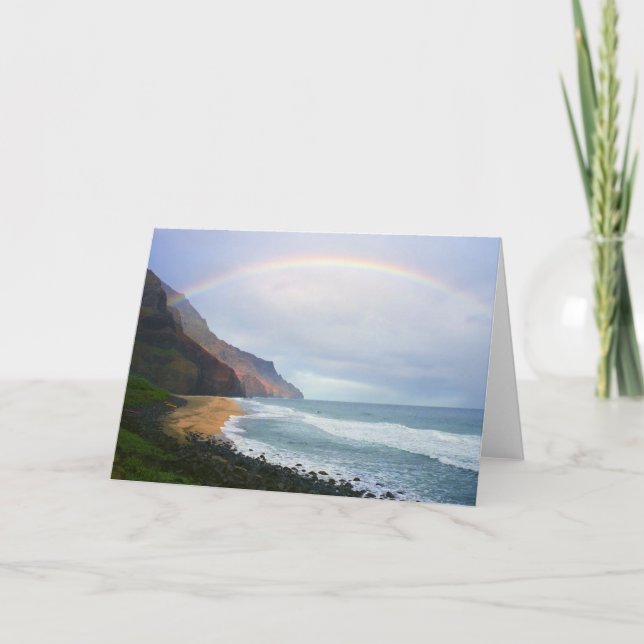 Tarjeta Arco iris de la playa de Kalalau (Anverso)