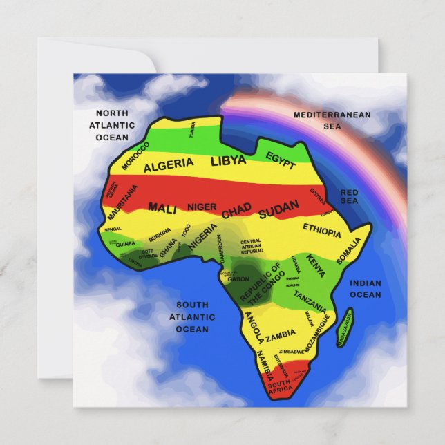 Tarjeta arco iris del mapa de África (Anverso)