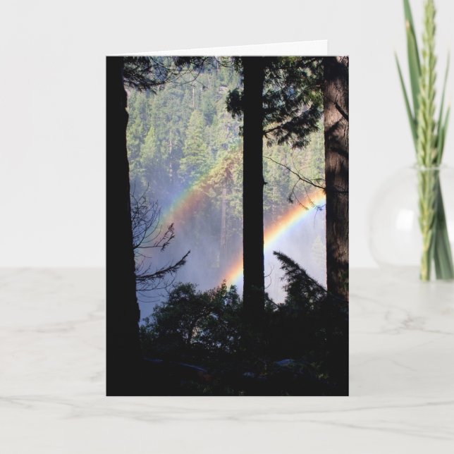 Tarjeta Arco iris doble a través de árboles (Anverso)