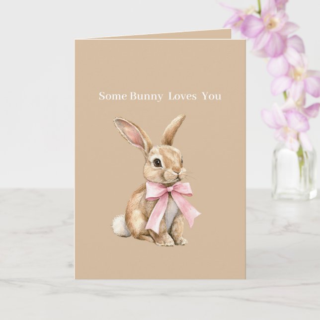 Tarjeta Arco Rosa Crema Algún Conejito Te Ama (Orquídea)