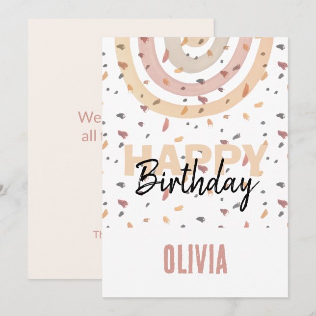 Tarjeta Arcoiris Aburrido Con Splash Flakes Acuarela (Anverso / Reverso)