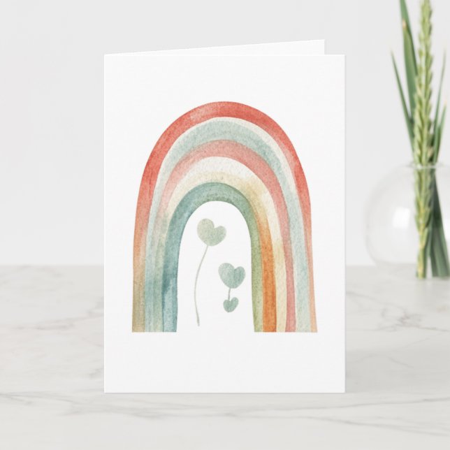 Tarjeta Arcoíris acuarela boho (Anverso)