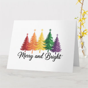 Tarjeta Arcoíris Alegre y Brillante Árbol de Navidad Gay L
