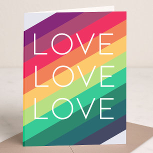 Tarjeta Arcoíris Amor Amor Amor Moderno Elegante LGBTQIA