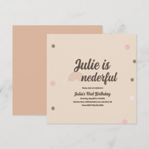 Tarjeta Arcoíris Boho Primer Cumpleaños Onederful Lunares