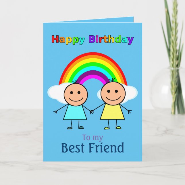 Tarjeta Arcoíris de la Mejor Amiga Cumpleaños Personalizad (Anverso)