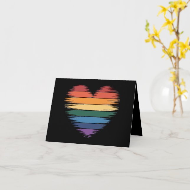Tarjeta Arcoíris de Orgullo Estampado de Corazón LGBT Orgu (flor amarilla)