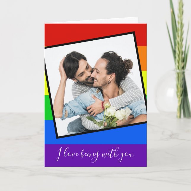 Tarjeta Arcoiris de Personalizado de fotografía Día de San (Anverso)