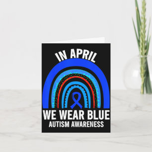 Tarjeta Arcoiris del autismo en abril usamos azul concienc