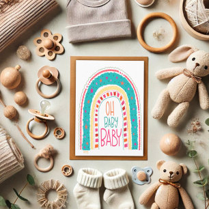 Tarjeta Arcoiris divertido Oh bebé lindo unisex