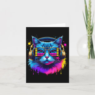 Tarjeta Arcoíris Dj Gato Amante De La Música Para Amante D