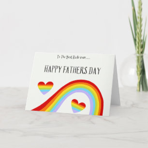 Tarjeta Arcoiris LGBTQ y corazones felices día del padre