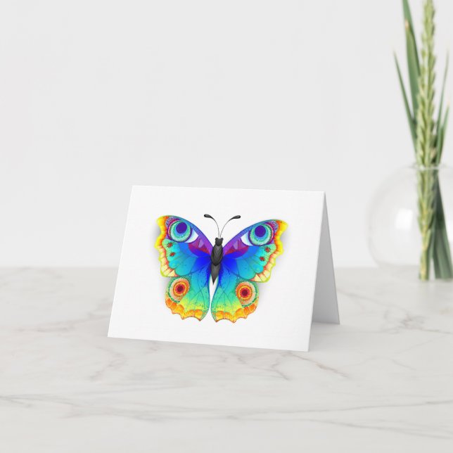 Tarjeta Arcoiris mariposa Peacock Eye (Anverso)