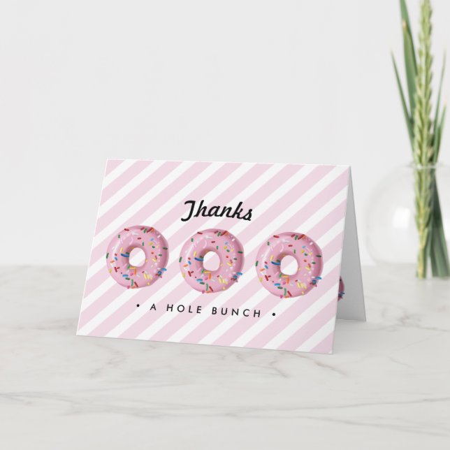 Tarjeta Arcoiris rosado salpicado Donut Gracias (Anverso)
