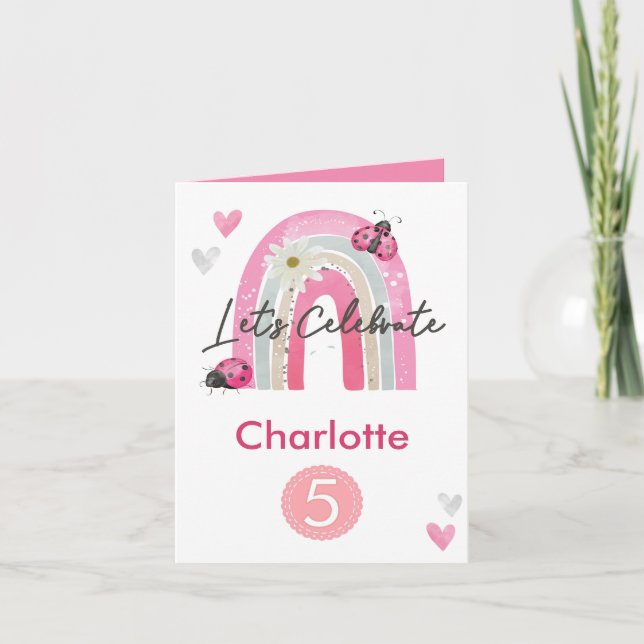 Tarjeta Arcoíris Unicornio Personalizado Edad Púrpura  (Anverso)