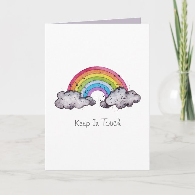 Tarjeta Arcoiris Y Nubes De Cuadros (Anverso)