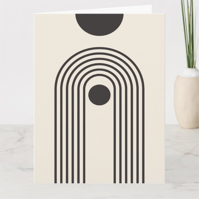 Tarjeta Arcoíris y Sol, Arte Geométrico Abstracto Boho (Anverso)