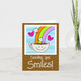 Tarjeta Arcoiris Y Sonrisas De Café Cuidados Pensando En T