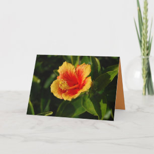 Tarjeta ardiente del feliz cumpleaños del hibisco
