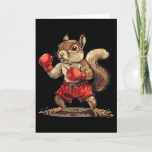 Tarjeta Ardilla boxeadora con guantes de boxeo Kickboxing 