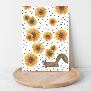 Tarjeta ardilla con girasoles