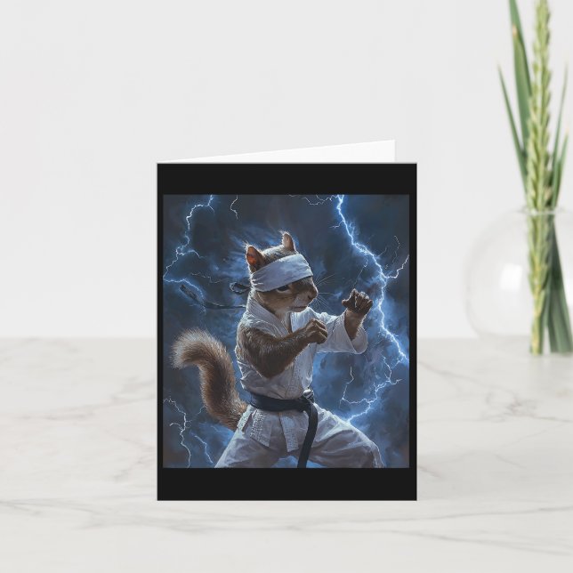 Tarjeta ardilla de arte marcial con relámpago de Karate Gi (Anverso)