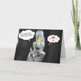 Tarjeta ardilla de cumpleaños divertida, amor y besos