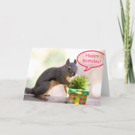 Tarjeta ardilla de cumpleaños feliz
