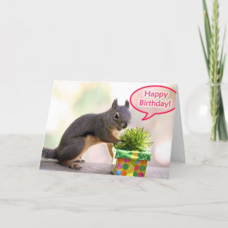 Tarjeta ardilla de cumpleaños feliz