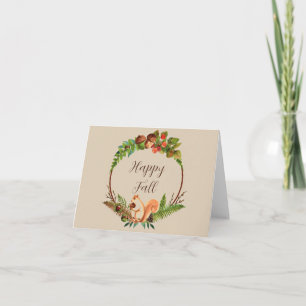 Tarjeta Ardilla de otoño y naturaleza con texto personaliz