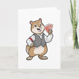 Tarjeta Ardilla de tierra en el póquer con cartas de póque