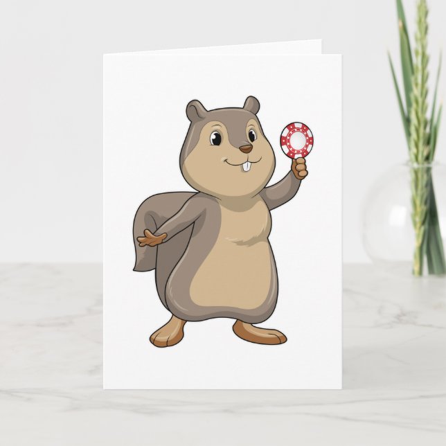 Tarjeta Ardilla en Poker con fichas de Poker (Anverso)