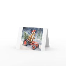 Ardilla en un Navidad de tractores