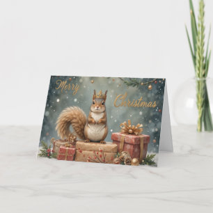 Tarjeta Ardilla festiva con regalos Navidades lindas