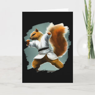 Tarjeta Ardilla haciendo patada de karate artes marciales 