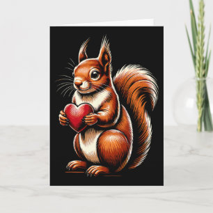 Tarjeta Ardilla sosteniendo corazón Día de San Valentín Li