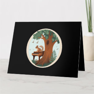 Tarjeta Ardilla Tocando El Piano En Un Cottagecore Foresta