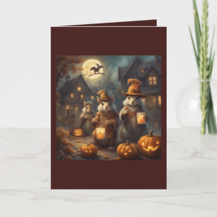 Tarjeta Ardillas caprichosas Halloween trata o truco
