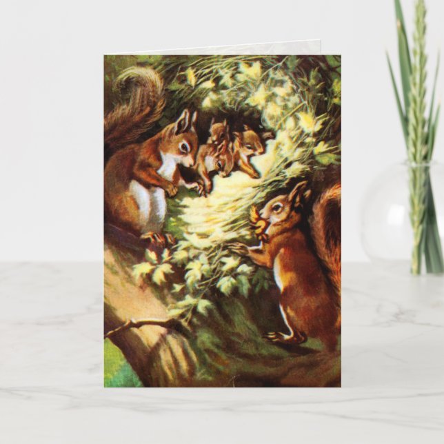 Tarjeta Ardillas vintage (Anverso)