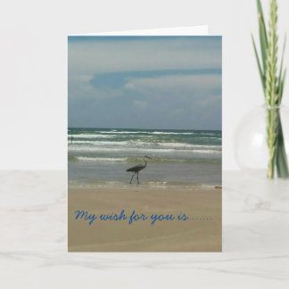 Tarjeta arena de playa y carta de cumpleaños de olas con p