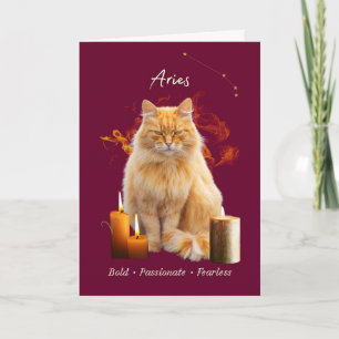 Tarjeta Aries Cat Birthday Card