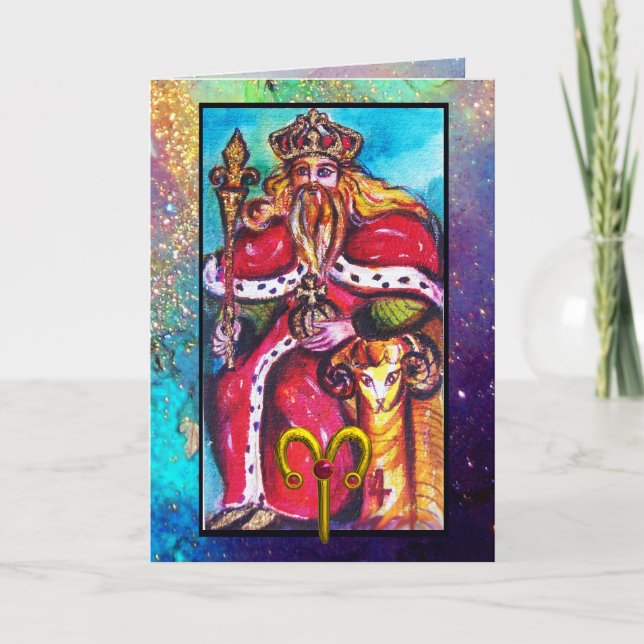 TARJETA ARIES, EMPEROR TAROT ASTROLOGY ZODIAC CUMPLEAÑOS (Anverso)