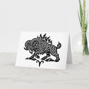 Tarjeta Aries Fuego‑Carnero – Zodiaco de Tinta Embrujada C