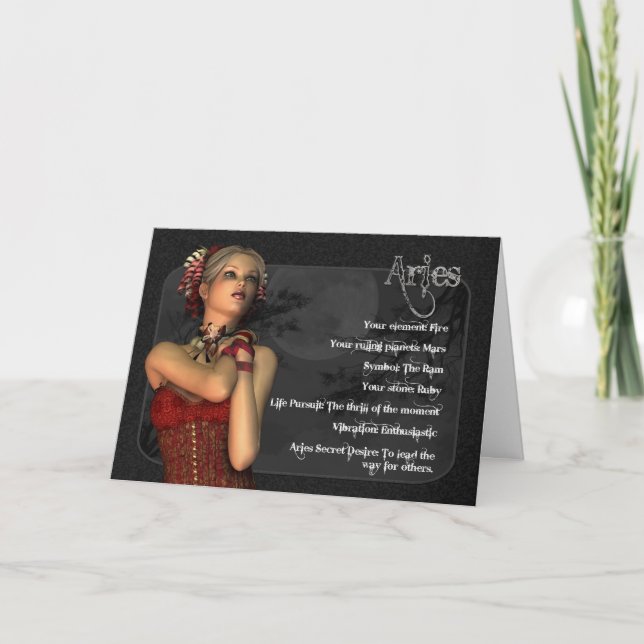 Tarjeta Aries Gothic Zodiac Birthday Card (Anverso)