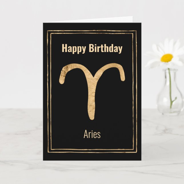 Tarjeta Aries la astrología zodiaca del oro del cumpleaños (Planta pequeña)