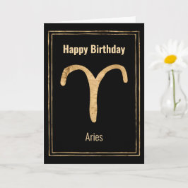 Tarjeta Aries la astrología zodiaca del oro del cumpleaños